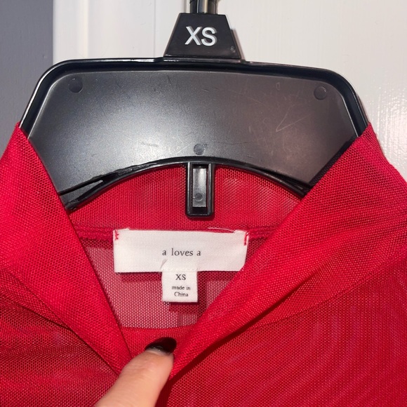 Red Holiday Mesh Long Sleeve Shirt Women’s Size XS - brand new never worn - Picture 2 of 7